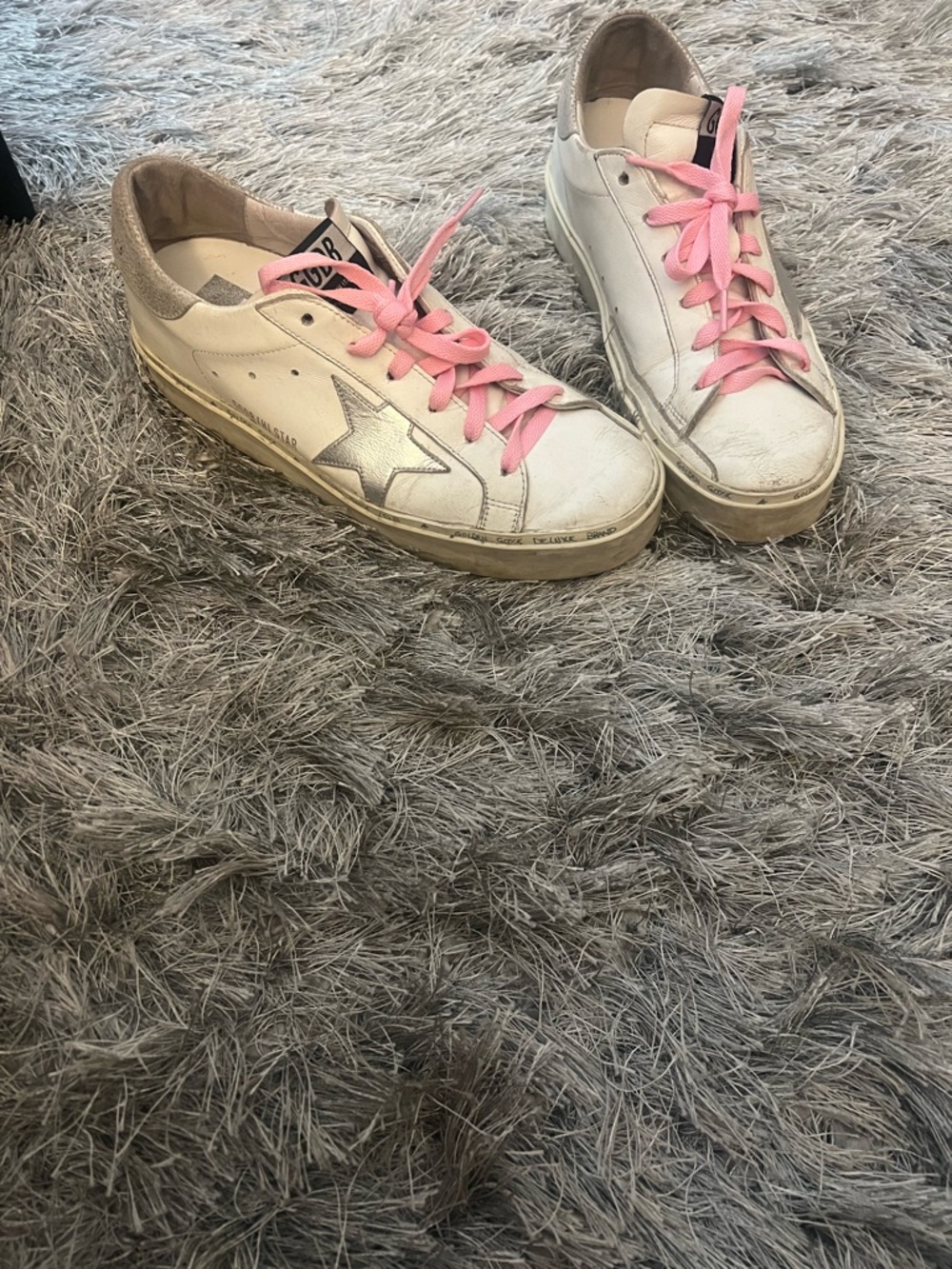 Golden Goose White Leather Hi-Star Sneakers with Metallic Silver Star - Picture 8 of 8